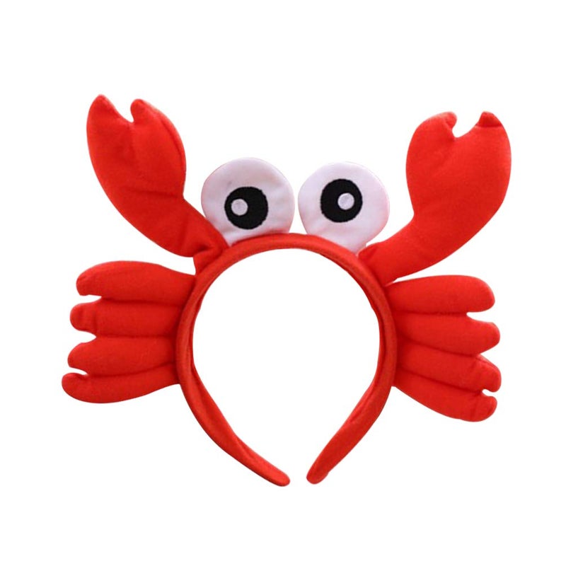 NUOBESTY Crab Headband Crab Costume Accessories Lobster Hair Hoops Plush Animal Hair Band Headwear for Halloween Dress Up Christmas Party - Image 1
